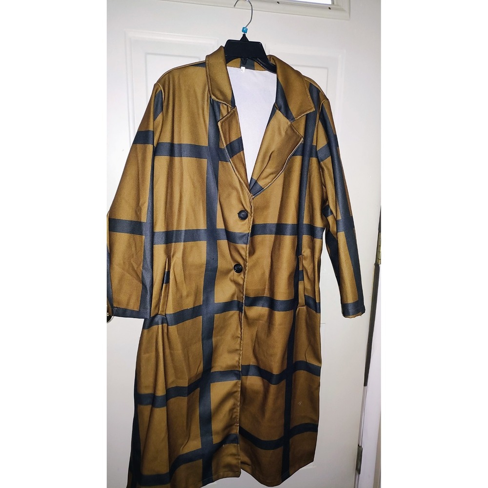 Black and Brown Trench Coat With Pockets Size L